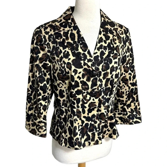 Grace Elements women's 10 leopard print trendy blazer Chic Regency Classic - Picture 2 of 6